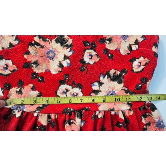 Postmark Open Back Peplum Top S coquette cottagecore Floral red summer casual - Picture 8 of 8
